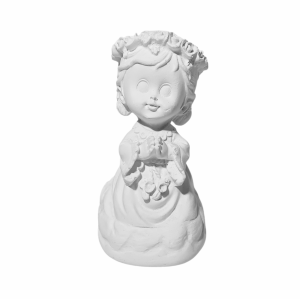 Menina Infantil 10cm Gesso Cru Retocado