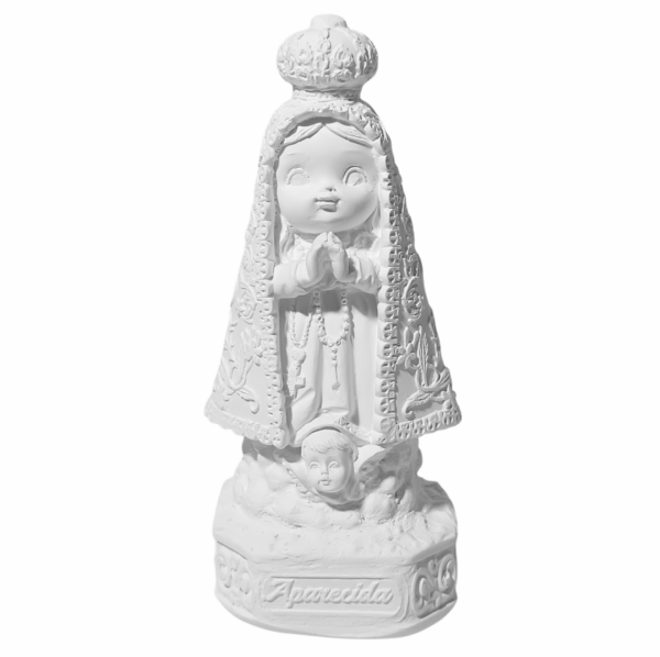 Nossa Senhora Aparecida Baby Bordada 15cm Gesso Cru Retocado