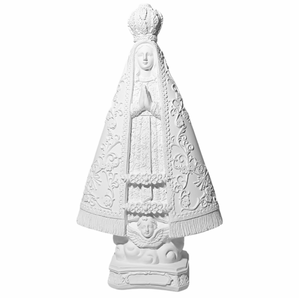 Nossa Senhora Aparecida Bordada 30cm Gesso Cru Retocado