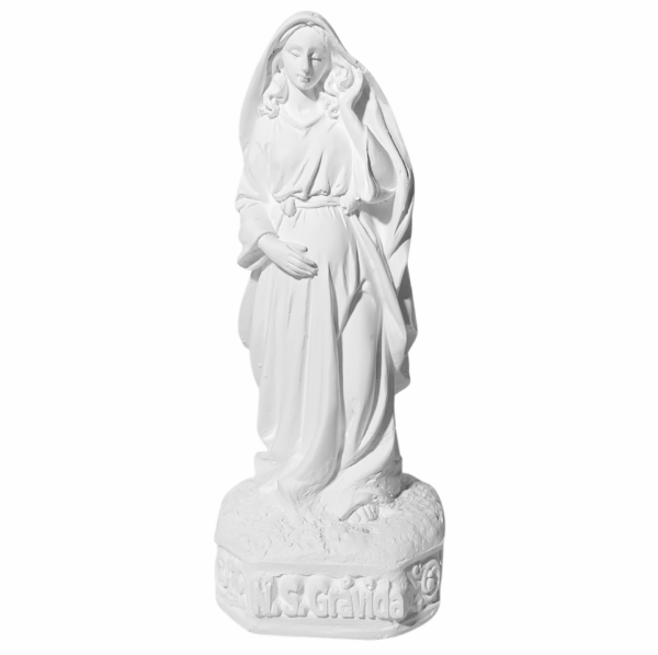 Nossa Senhora Grávida 15cm Gesso Cru Retocado
