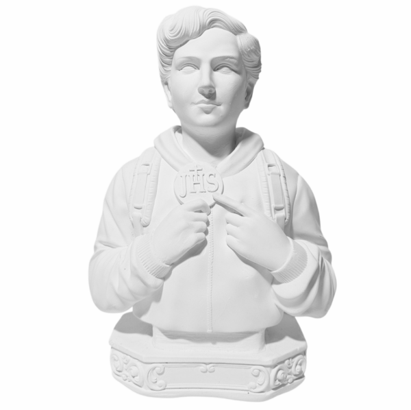 Busto do Beato Carlo Acutis 20cm Gesso Cru Retocado