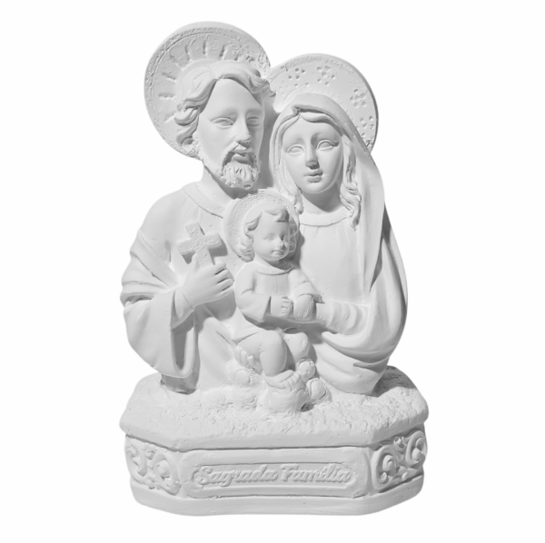 Busto da Sagrada Família 15cm Gesso Cru Retocado