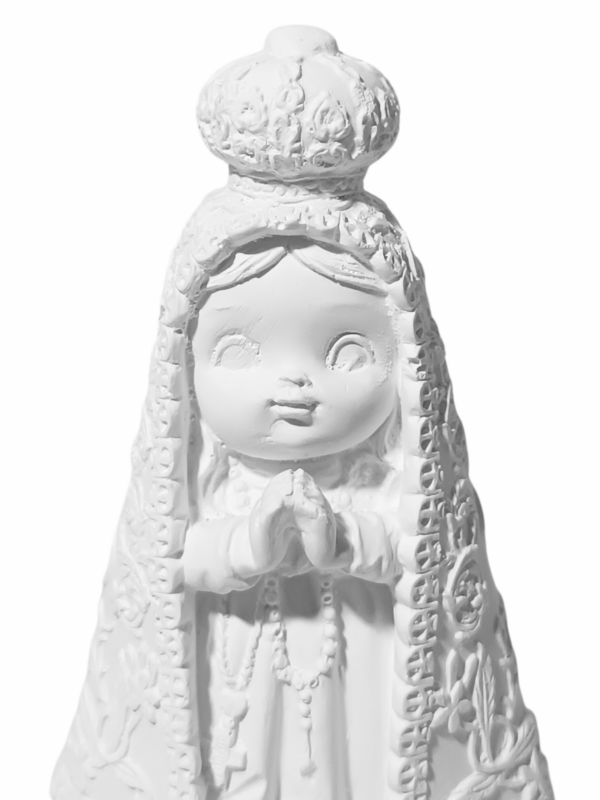 Nossa Senhora Aparecida Baby Bordada 15cm Gesso Cru Retocado - Image 2