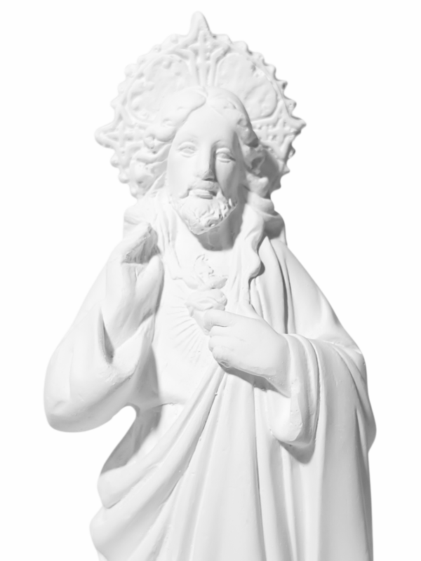 Sagrado Coração de Jesus 20cm Gesso Cru Retocado - Image 2