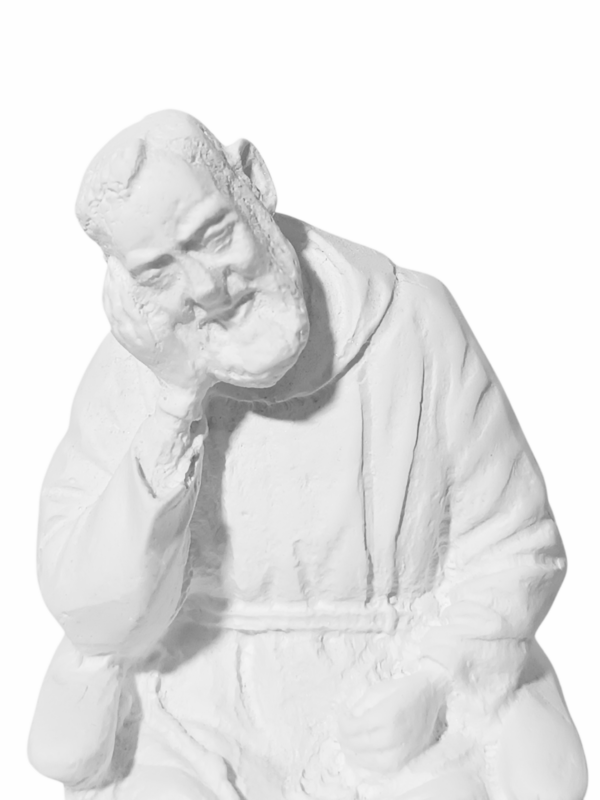 São Padre Pio Sentado 10cm Gesso Cru Retocado - Image 2
