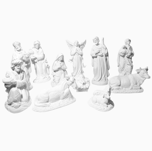 Presépio de Natal Luxo Completo 20cm Gesso Cru Retocado