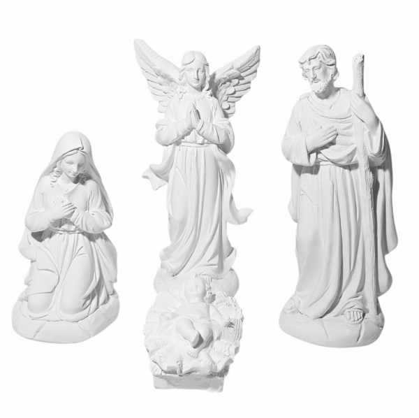 Presépio de Natal Luxo Completo 20cm Gesso Cru Retocado - Image 2