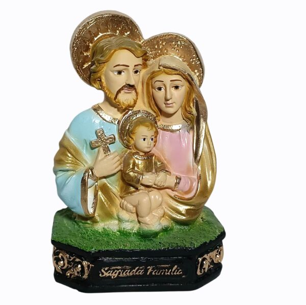 Busto da Sagrada Família 15cm Gesso Premium Pintado