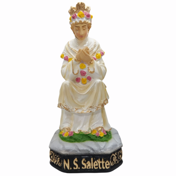 Nossa Senhora de La Salette Sentada 20cm Gesso Premium Pintado