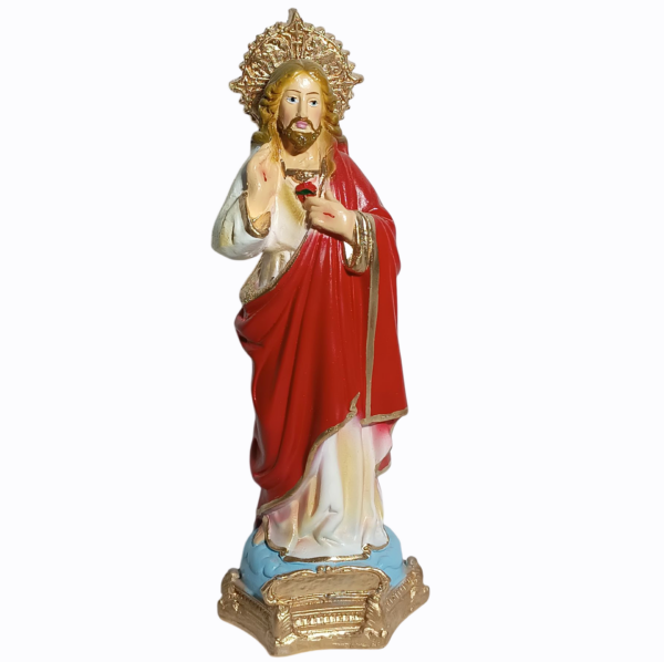 Sagrado Coração de Jesus 20cm Gesso Premium Pintado