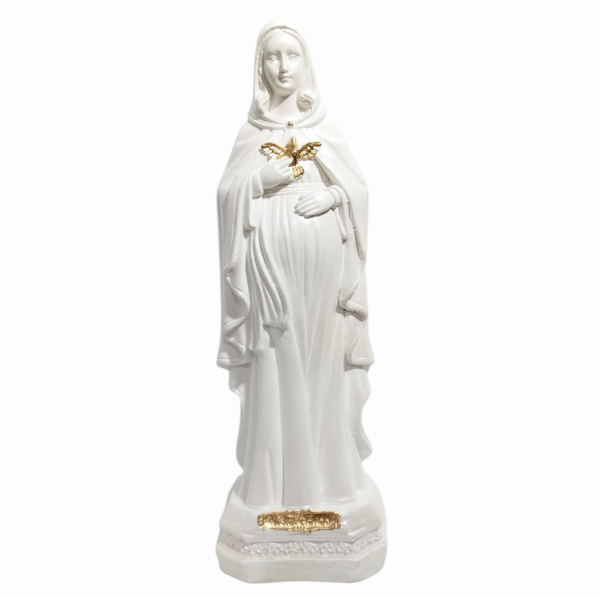 Nossa Senhora Grávida Com Divino 20cm Gesso Premium Pintado - Image 11