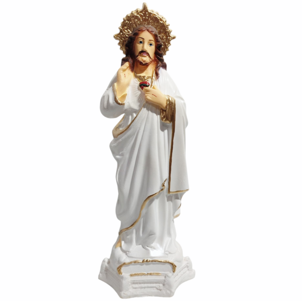 Sagrado Coração de Jesus 20cm Gesso Premium Pintado - Image 4