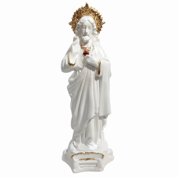 Sagrado Coração de Jesus 20cm Gesso Premium Pintado - Image 7