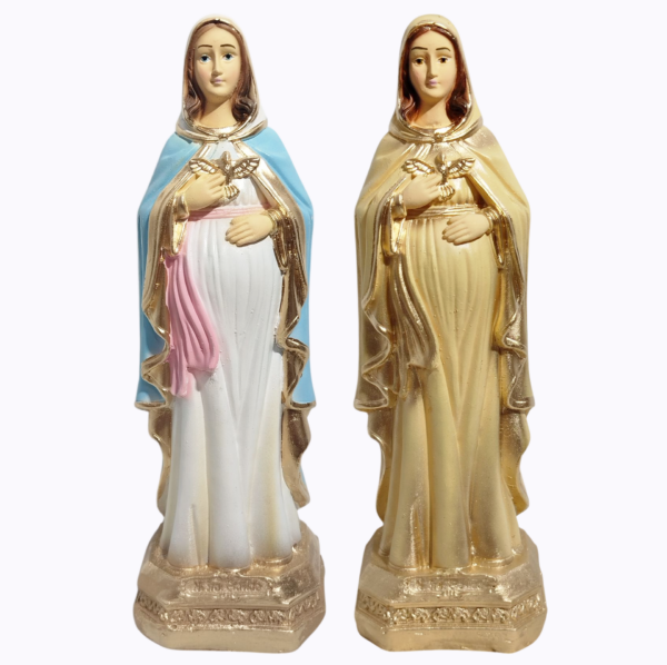 Nossa Senhora Grávida Com Divino 20cm Gesso Premium Pintado