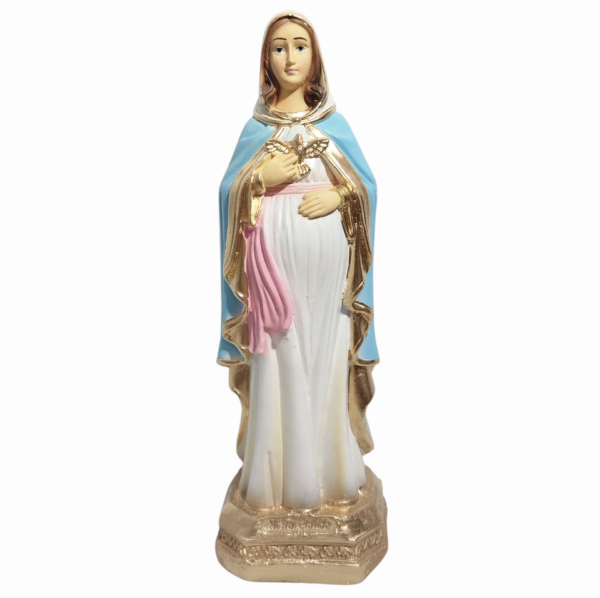Nossa Senhora Grávida Com Divino 20cm Gesso Premium Pintado - Image 2