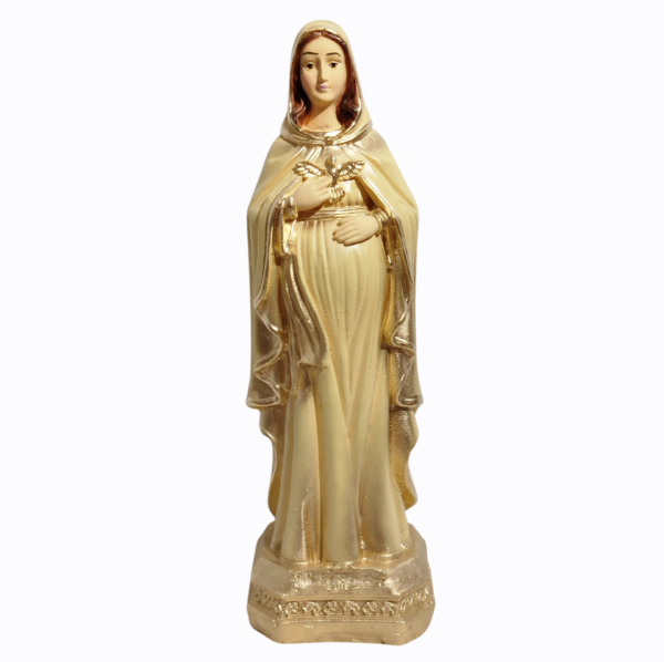 Nossa Senhora Grávida Com Divino 20cm Gesso Premium Pintado - Image 5