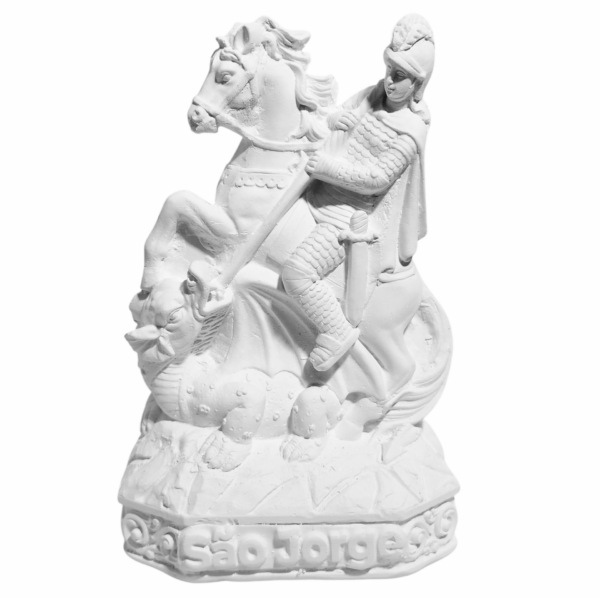 São Jorge Guerreiro 15cm Gesso Cru Retocado