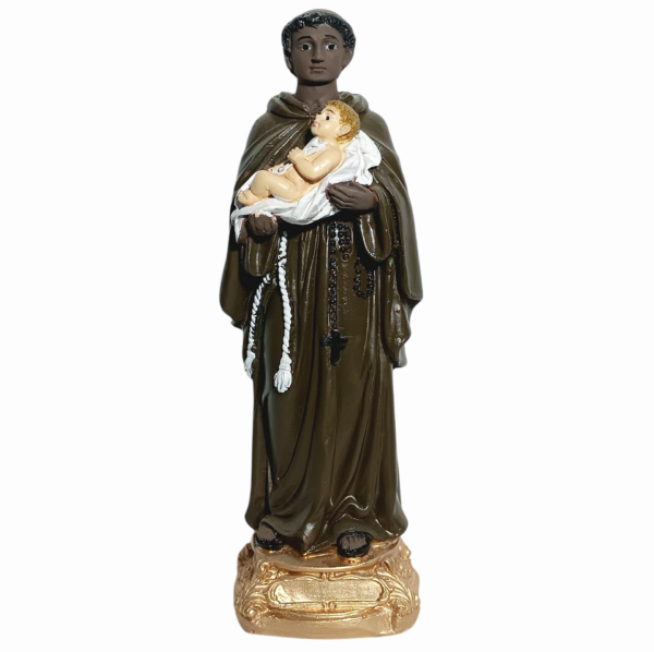 São Benedito 20cm Gesso Premium Pintado