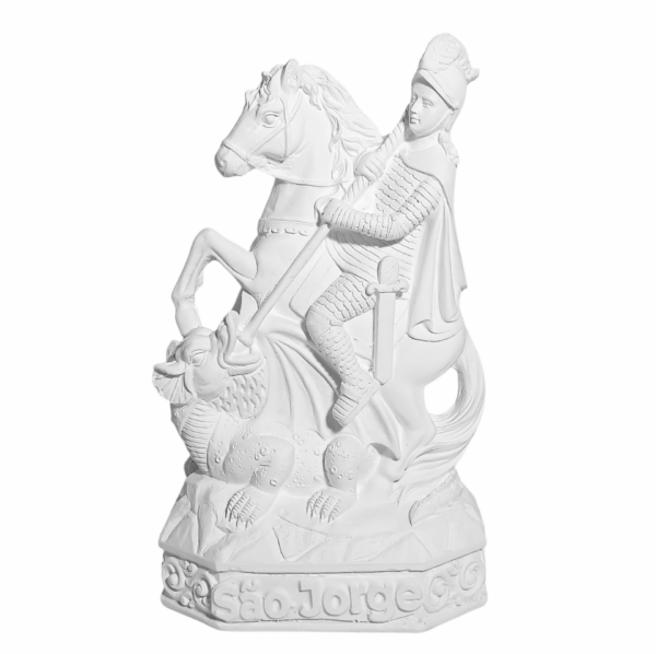 São Jorge Guerreiro 20cm Gesso Cru Retocado