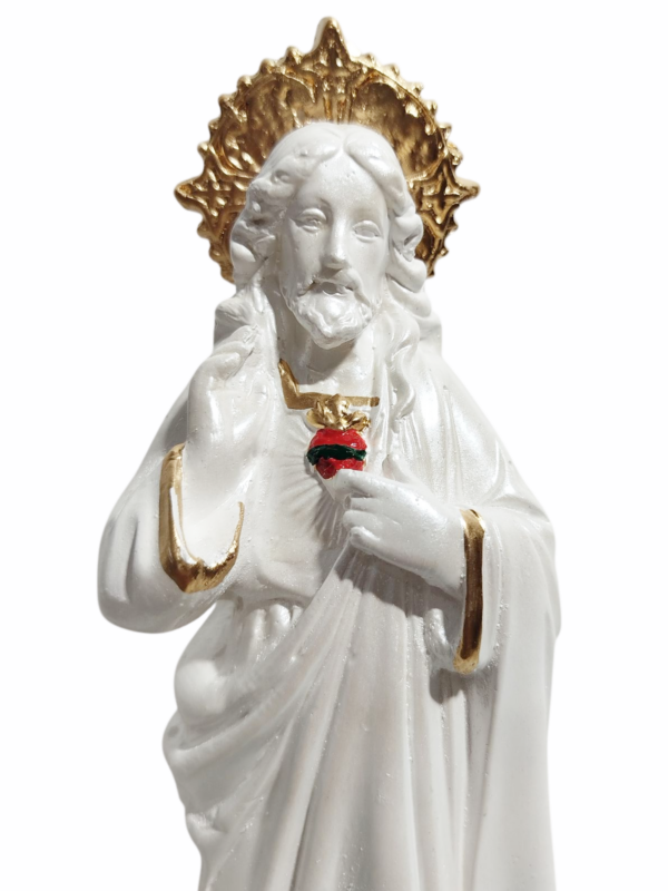 Sagrado Coração de Jesus 20cm Gesso Premium Pintado - Image 8