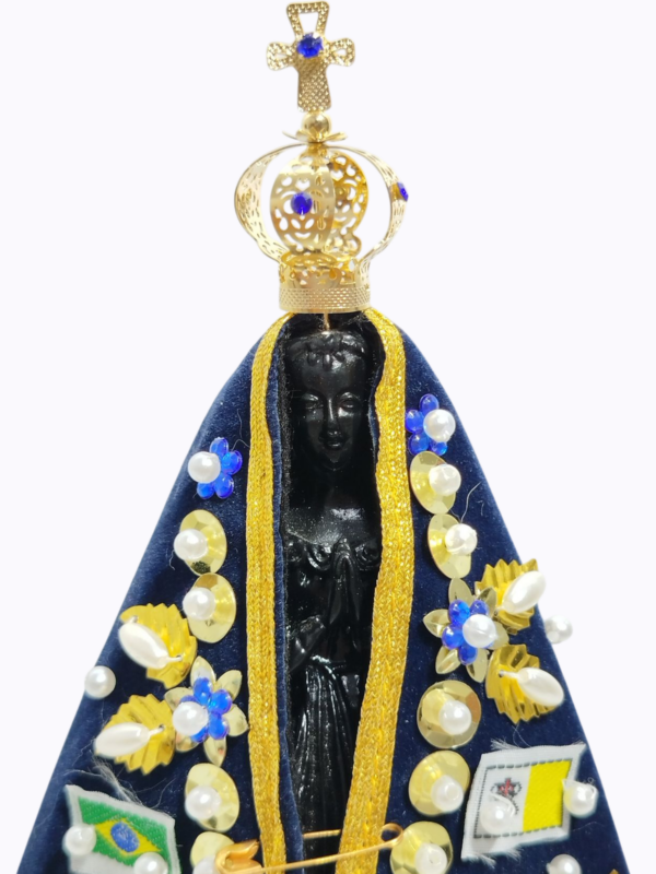 Nossa Senhora Aparecida Fac-Símile 15cm Gesso Premium Pintado - Image 9