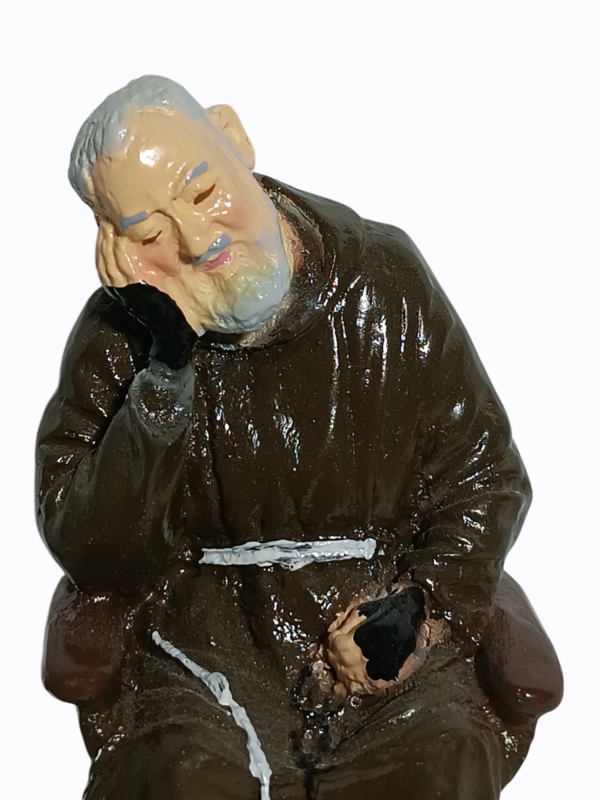 São Padre Pio Sentado 10cm Gesso Premium Pintado - Image 2